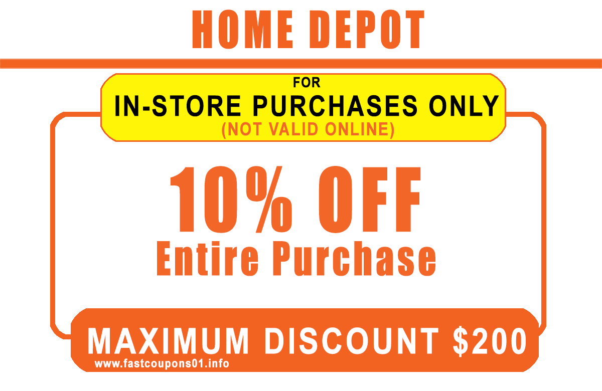 Home Depot 10% OFF - INSTORE USE ONLY