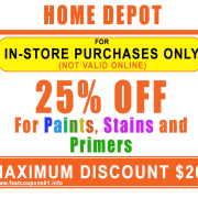 in-store home depot 25% off paint
