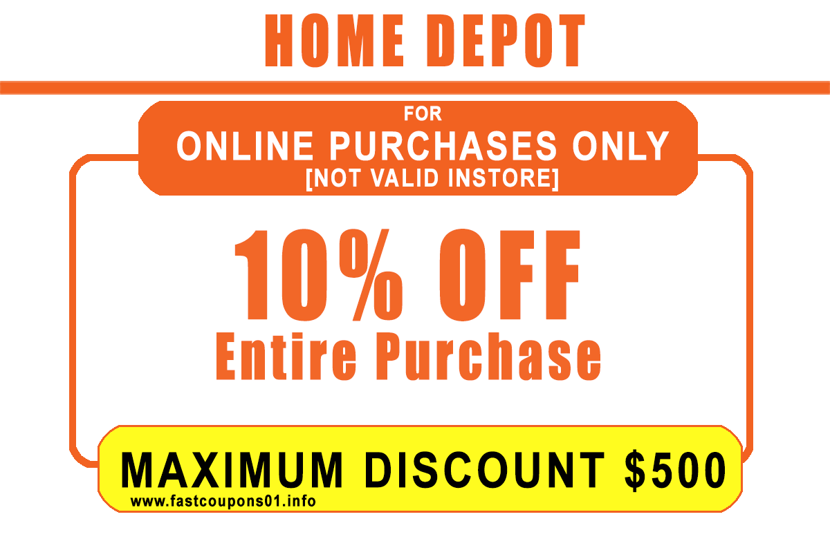 10% OFF - Home Depot ONLINE USE ONLY