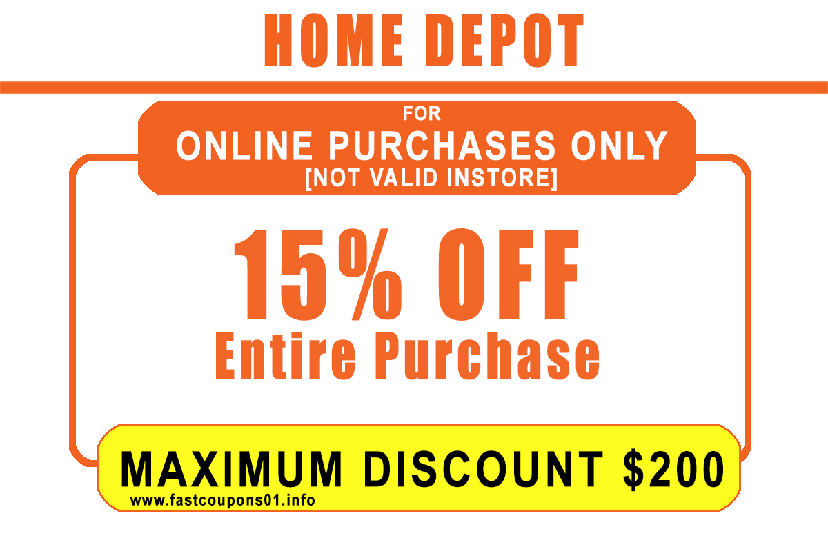 15% OFF - Home Depot ONLINE USE ONLY